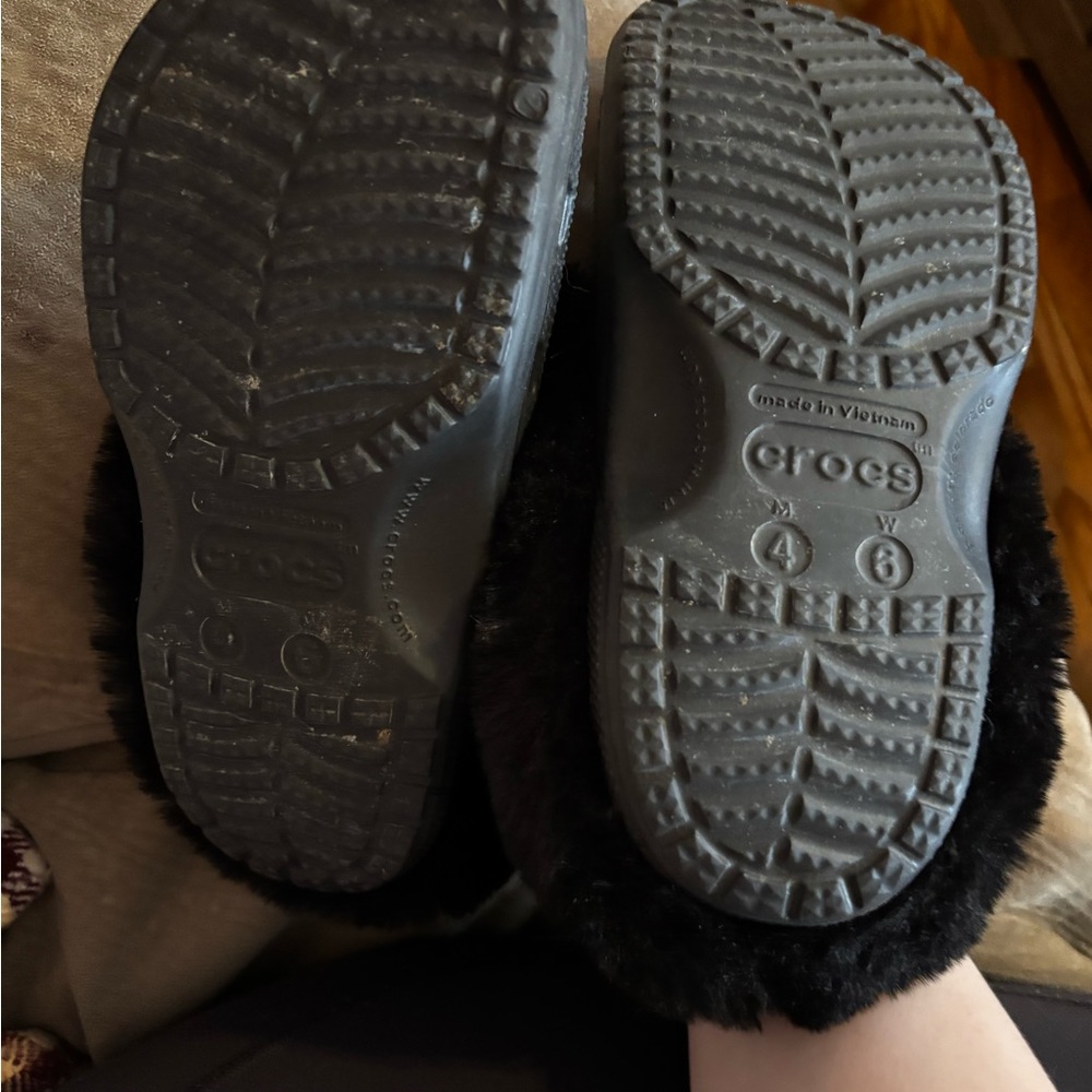 Crocs Black Plush-Lined Clogs - image 1